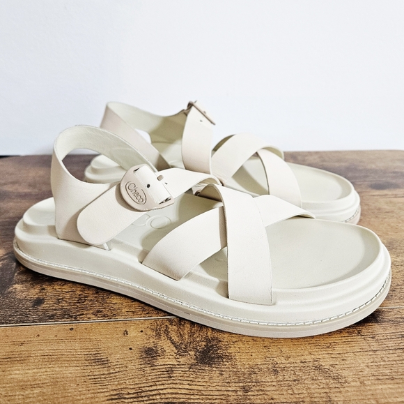 Chaco Womens NEW Townes Suede Leather Sandal Comfort Adjustable  Neutral Cream 7 - Picture 1 of 8